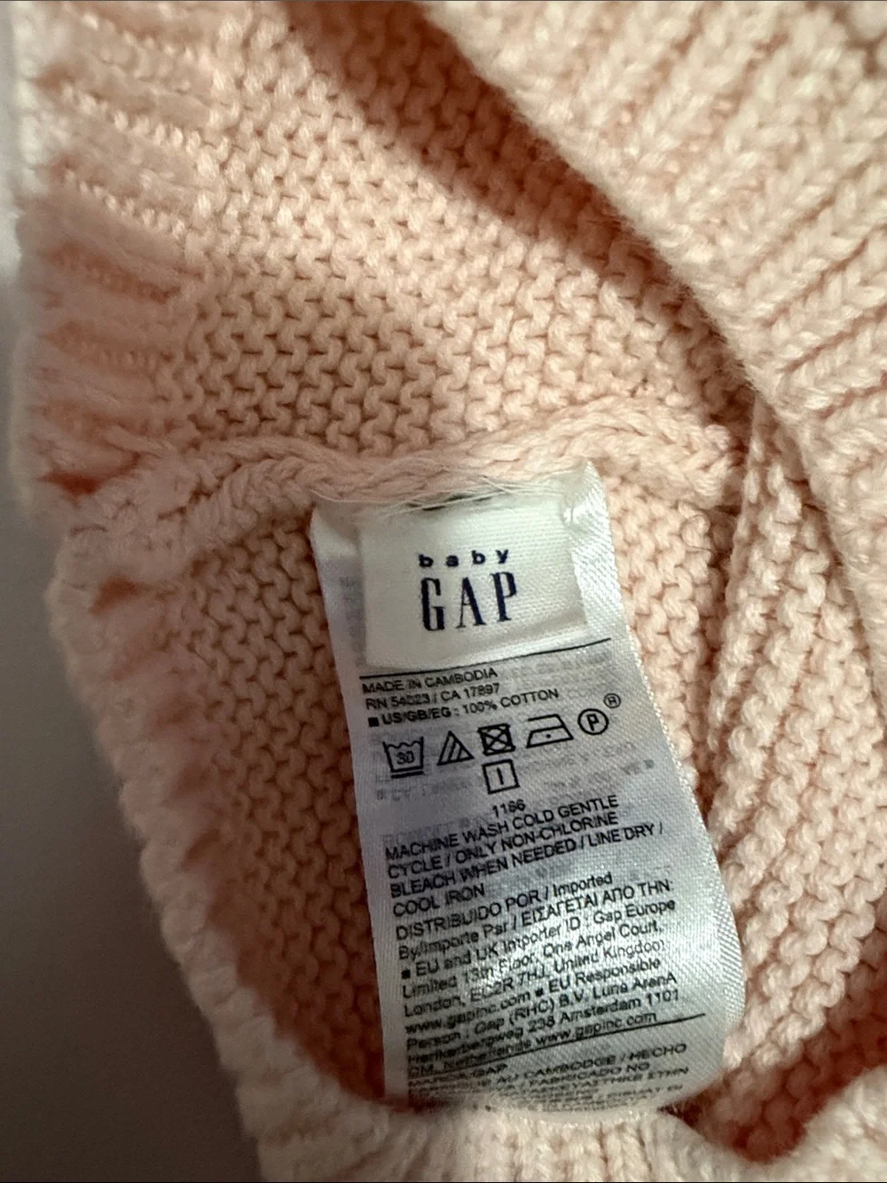 GAP Light Pink Knit Hat with Ear Accents